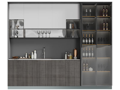 现代中间镂空装饰酒柜