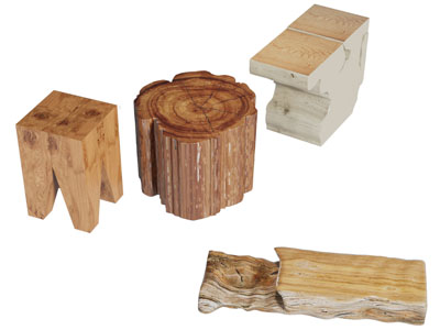 侘寂风原木树桩凳子