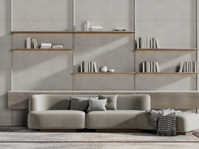 侘寂风多人沙发3d模型 侘寂风多人沙发