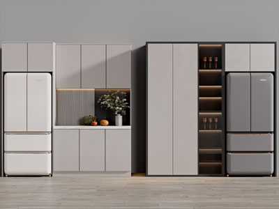现代餐边柜、酒柜和冰箱