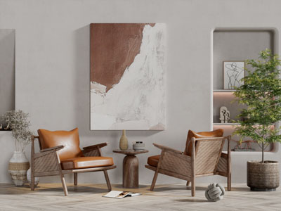 侘寂风休闲椅子、边几