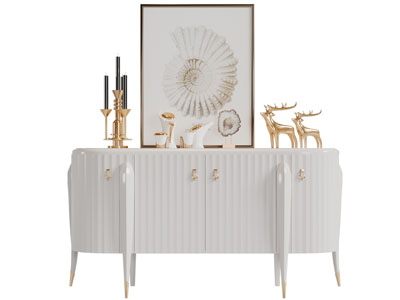 新古典玄关柜、烛台、装饰画