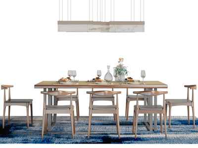 新中式实木餐桌椅组合