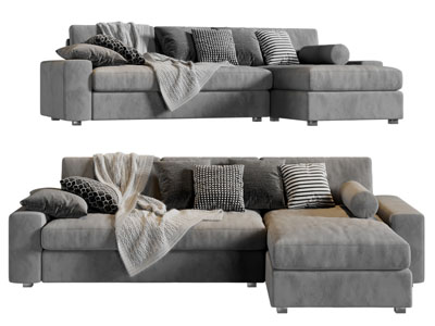 现代布艺转角多人沙发3d模型 现代布艺转角多人沙发