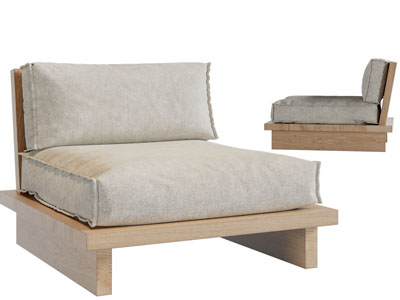 侘寂风单人沙发3d模型 侘寂风单人沙发