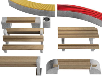 现代实木公共椅子、长凳