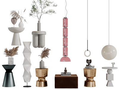 侘寂风茶几、边几和角几3d模型 侘寂风茶几、边几和角几