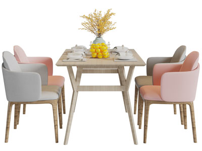 北欧实木长方形餐桌椅组合