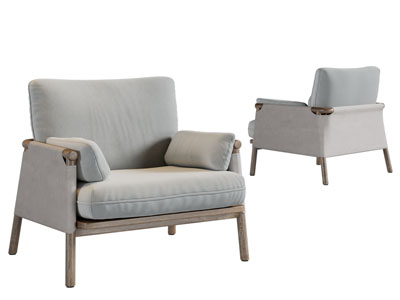 北欧实木休闲单人沙发3d模型 北欧实木休闲单人沙发