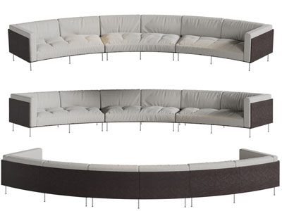 现代布艺弧形多人沙发3d模型 现代布艺弧形多人沙发