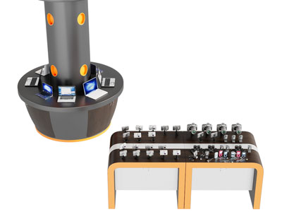 现代手机、数码相机、笔记本展柜展台