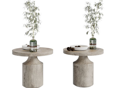 侘寂风圆形茶几3d模型 侘寂风圆形茶几