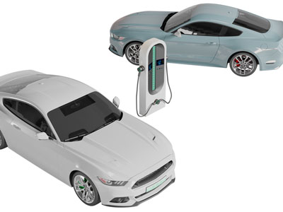 现代电动汽车、加电桩3d模型 现代电动汽车、加电桩