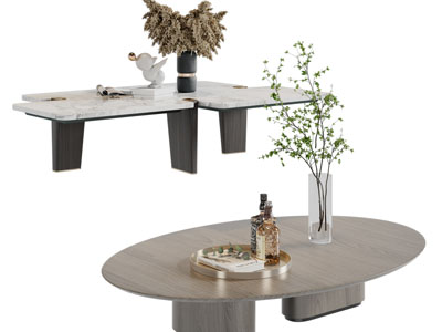 侘寂风茶几3d模型 侘寂风茶几