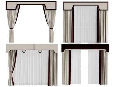 新中式窗纱窗帘3d模型 新中式窗纱窗帘