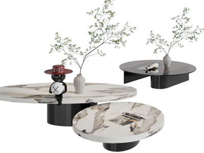 现代圆形茶几3d模型 现代圆形茶几