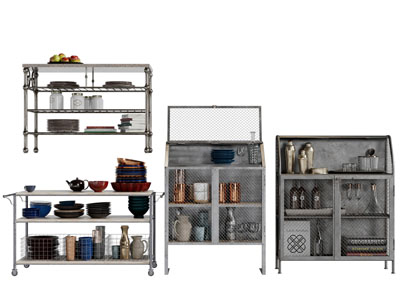 工业风金属网柜门的餐边柜、酒柜