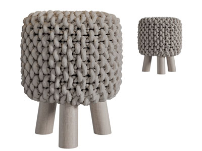 现代编织圆形木凳子