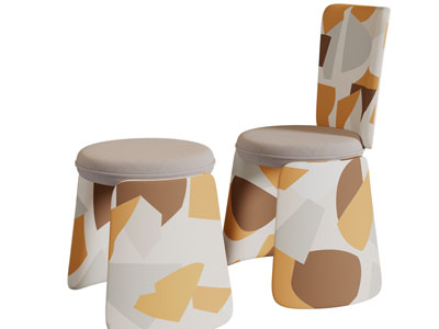 现代几何图案的休闲椅子和凳子
