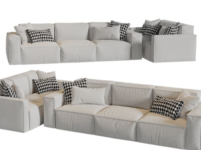 现代布艺多人沙发3d模型 现代布艺多人沙发