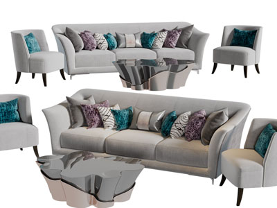 新古典多人、单人沙发、茶几组合