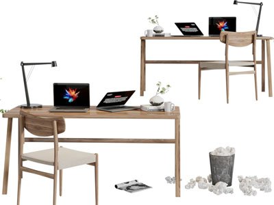 北欧实木书桌椅组合