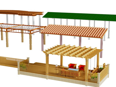 中式游廊、亭子