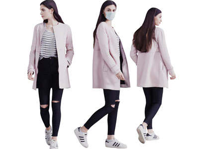 走路回头的女子人物