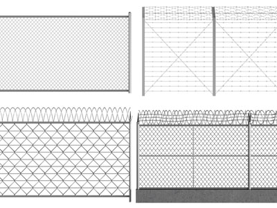现代铁丝网围栏、围墙