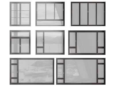 现代黑色窗框的平开窗