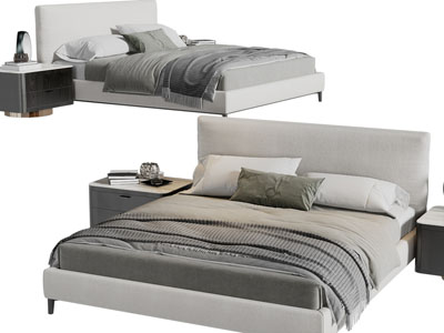 现代布艺双人床