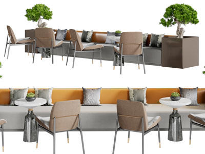 新中式卡座餐桌椅组合