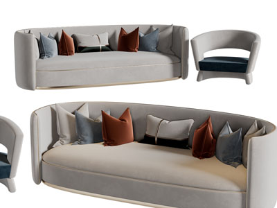 现代多人沙发、单人沙发3d模型 现代多人沙发、单人沙发