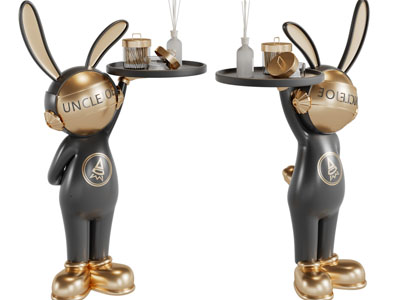 现代兔子托盘茶几边几3d模型 现代兔子托盘茶几边几