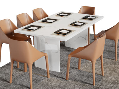 现代长方形餐桌椅组合