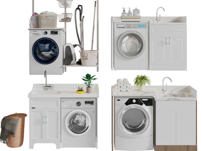 现代洗衣机、吸尘器收纳装饰柜