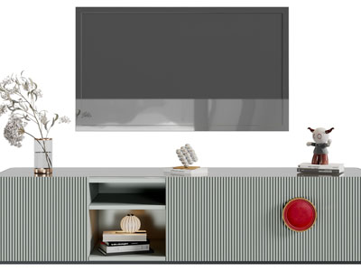 现代轻奢电视柜、电视机