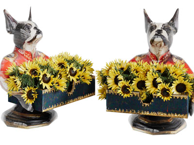 现代小狗花瓶花卉