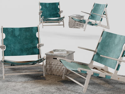 侘寂风休闲椅子、边几