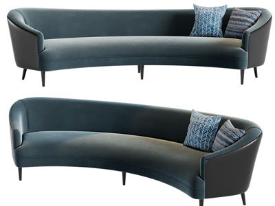 侘寂风多人沙发3d模型 侘寂风多人沙发