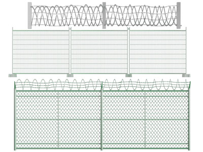 现代铁丝网围栏、围墙