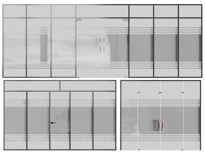 现代办公玻璃墙、大门