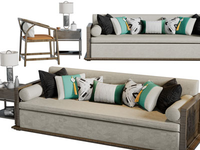 新中式多人沙发、休闲椅子3d模型 新中式多人沙发、休闲椅子