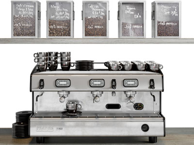 现代咖啡机、瓶装咖啡豆