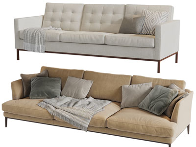 现代布艺多人沙发3d模型 现代布艺多人沙发