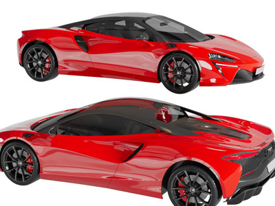 现代红色汽车3d模型 现代红色汽车
