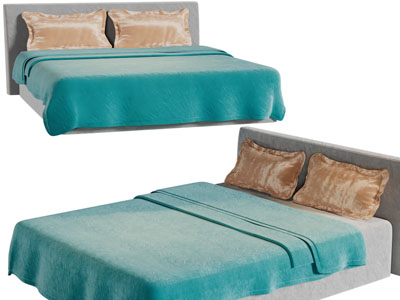 现代布艺双人床