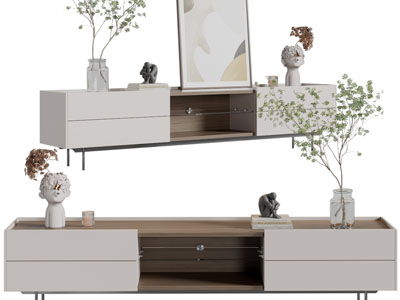 现代电视柜、装饰品摆件