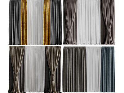 现代布艺窗纱窗帘3d模型 现代布艺窗纱窗帘