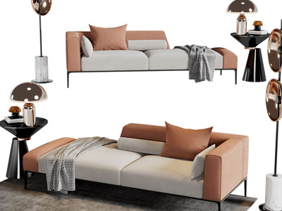 现代美人榻、贵妃椅、边几组合